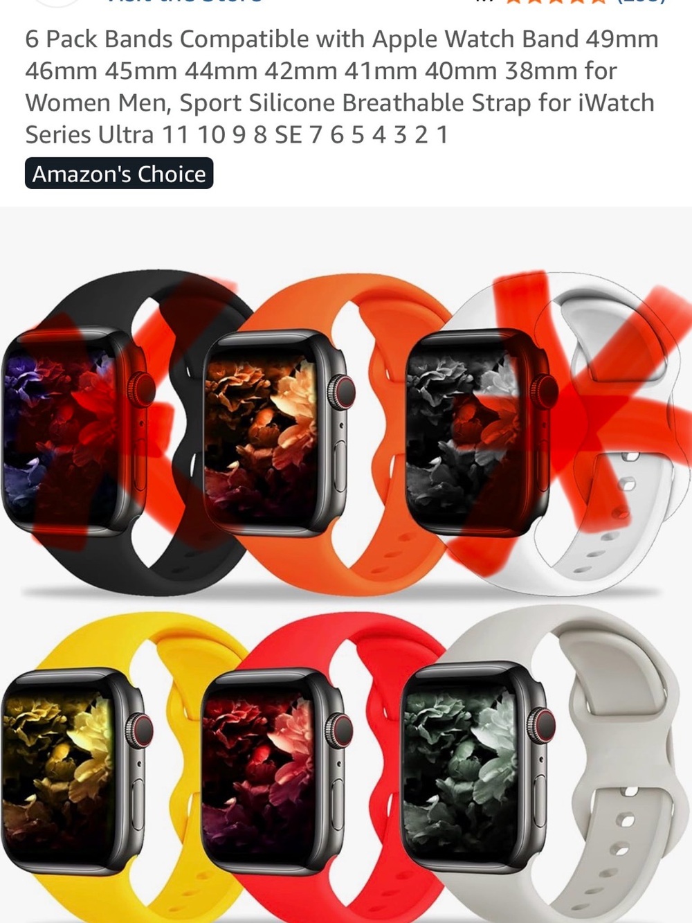 4 pack of Silicon Apple Watch bands.   42mm Red/Yellow/Orange/Tan only